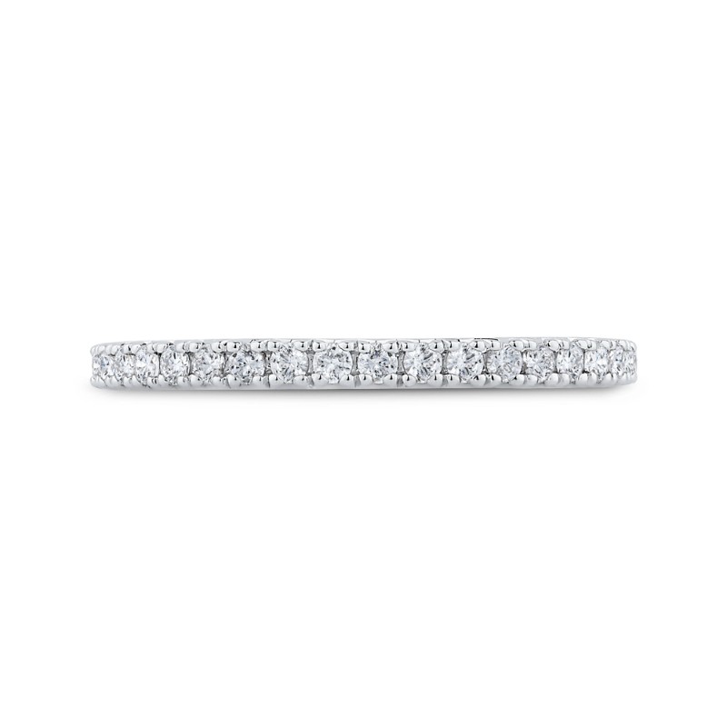 Round Diamond Half-Eternity Wedding Band in 14K White Gold