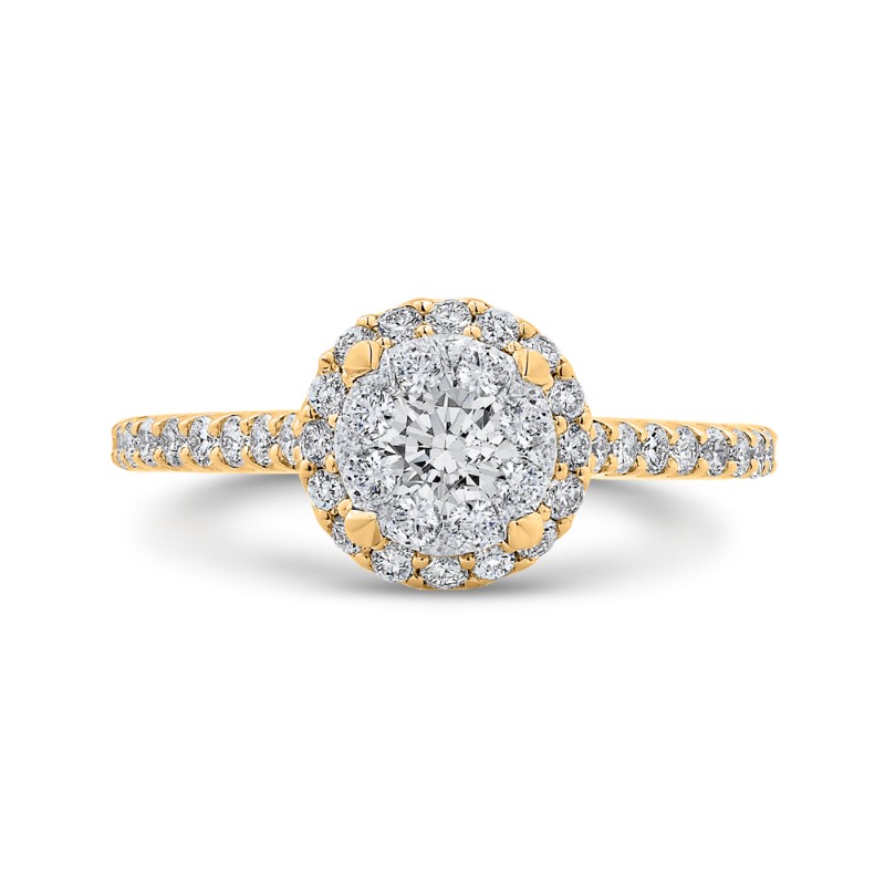 Diamond Halo Engagement Ring in 14K Two Tone Gold