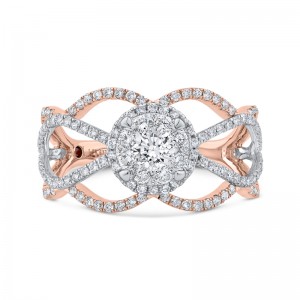 Round Diamond Fashion Ring in 14K Two Tone Gold