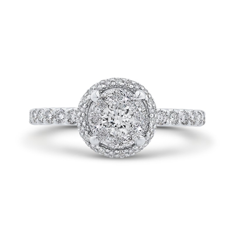 Diamond Halo Engagement Ring in 14K White Gold