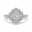 Diamond Flower Shape Engagement Ring in 14K White Gold