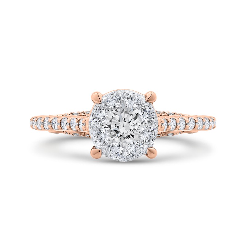 Round Diamond Engagement Ring in 14K Two Tone Gold