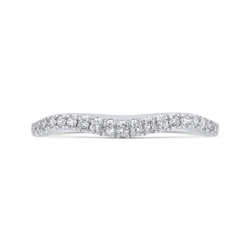 Round Diamond Half-Eternity Contour Wedding Band in 14K White Gold