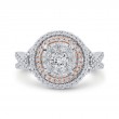 Split Shank Round Diamond Double Halo Engagement Ring in 14K Two Tone Gold