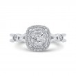 Split Shank Round Diamond Halo Engagement Ring in 14K White Gold