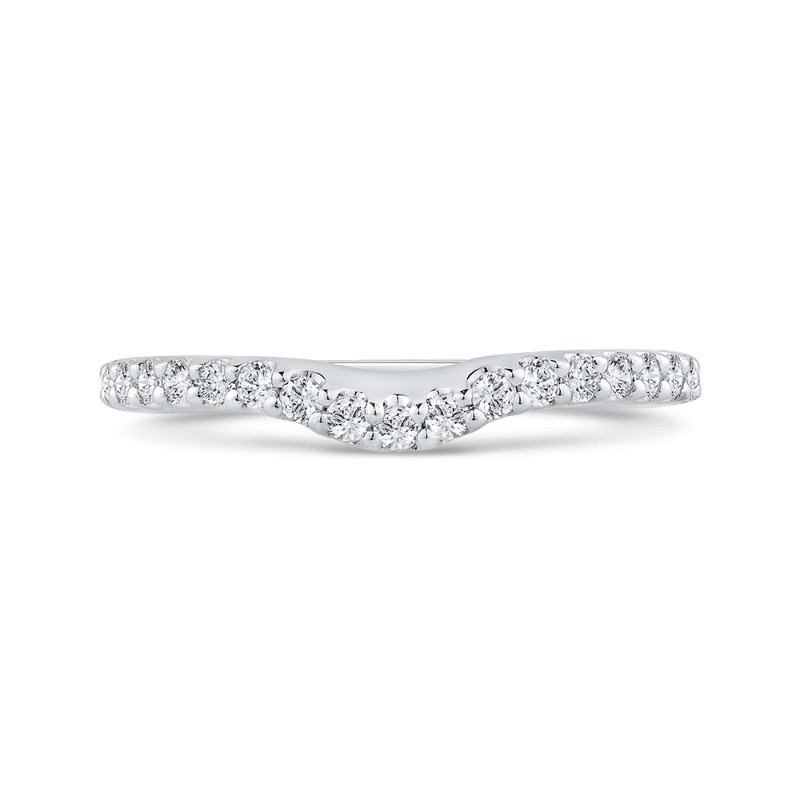 Round Diamond Half-Eternity Contour Wedding Band in 14K White Gold