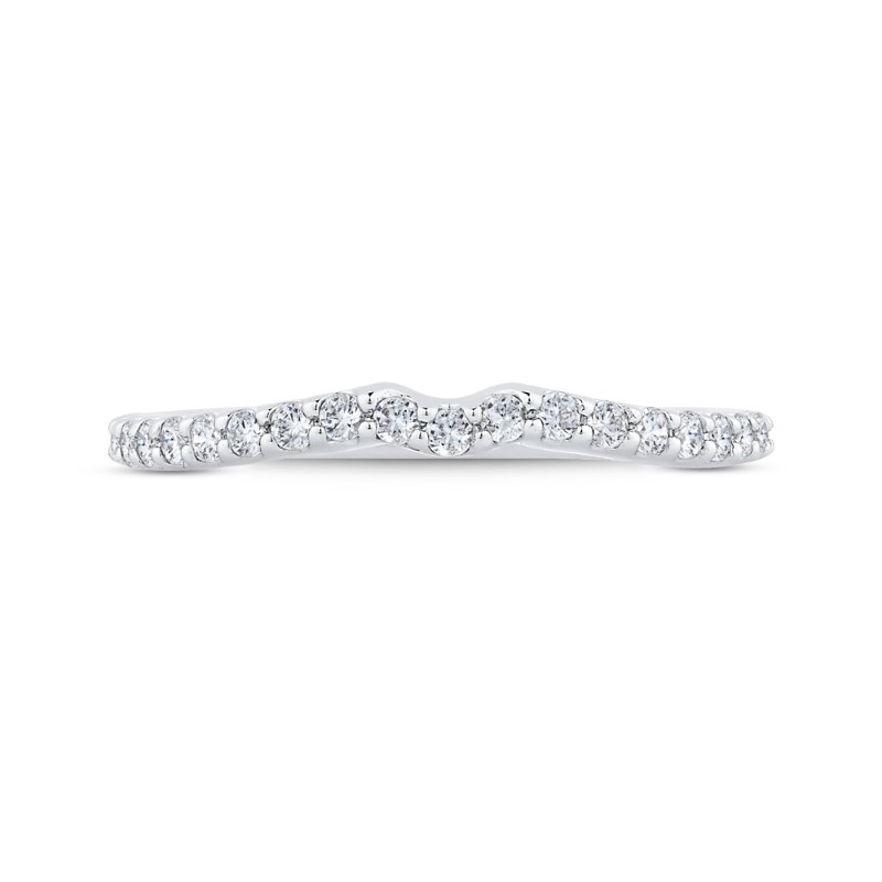 Round Diamond Half-Eternity Contour Wedding Band in 14K White Gold