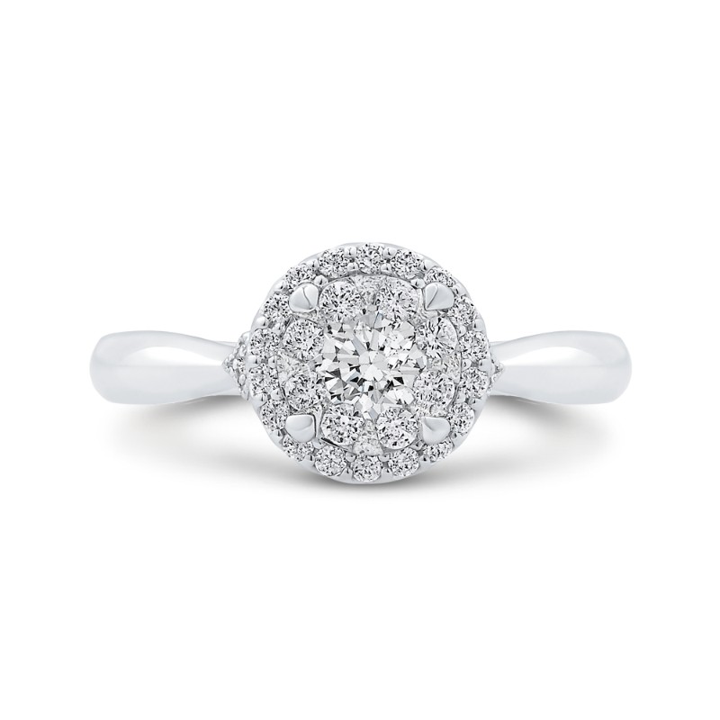 Diamond Halo Engagement Ring in 14K White Gold