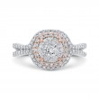 Split Shank Round Diamond Halo Engagement Ring in 14K Two Tone Gold