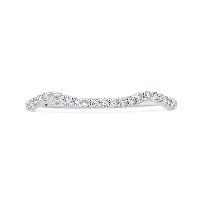 Round Diamond Contour Wedding Band in 14K White Gold