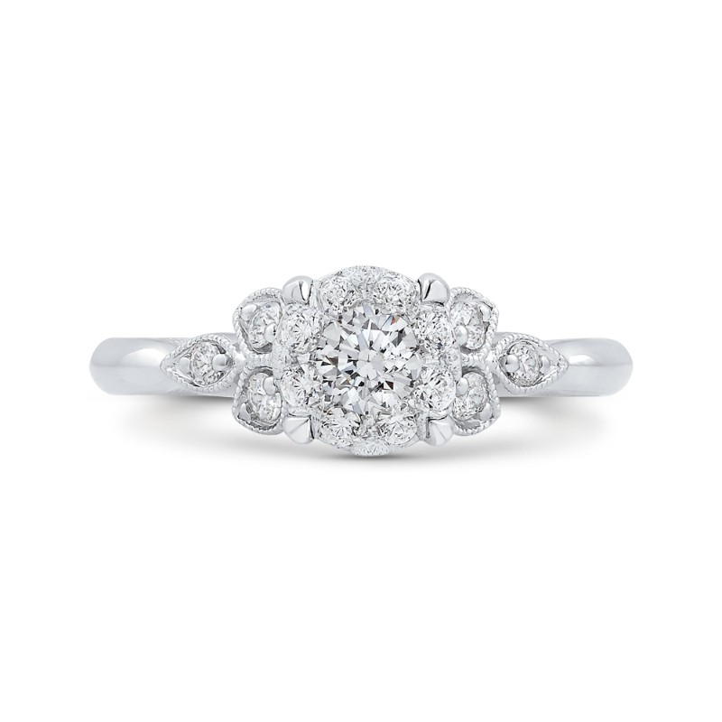 Round Diamond Engagement Ring in 14K White Gold