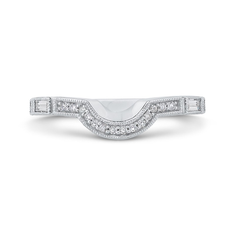 Round Diamond Half-Eternity Contour Wedding Band in 14K White Gold