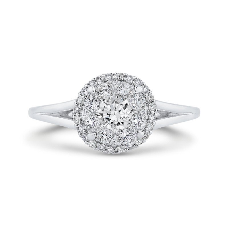 Split Shank Round Diamond Engagement Ring in 14K White Gold