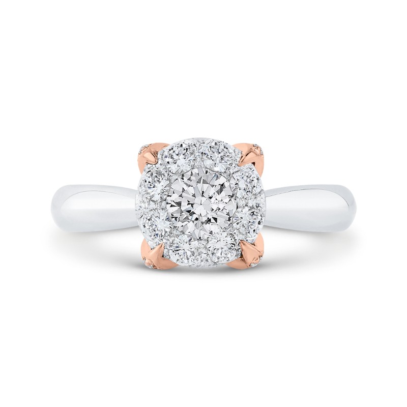 Round Diamond Engagement Ring in 14K Two Tone Gold