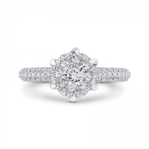 Round Diamond Engagement Ring with Six-Prong Head in 14K White Gold