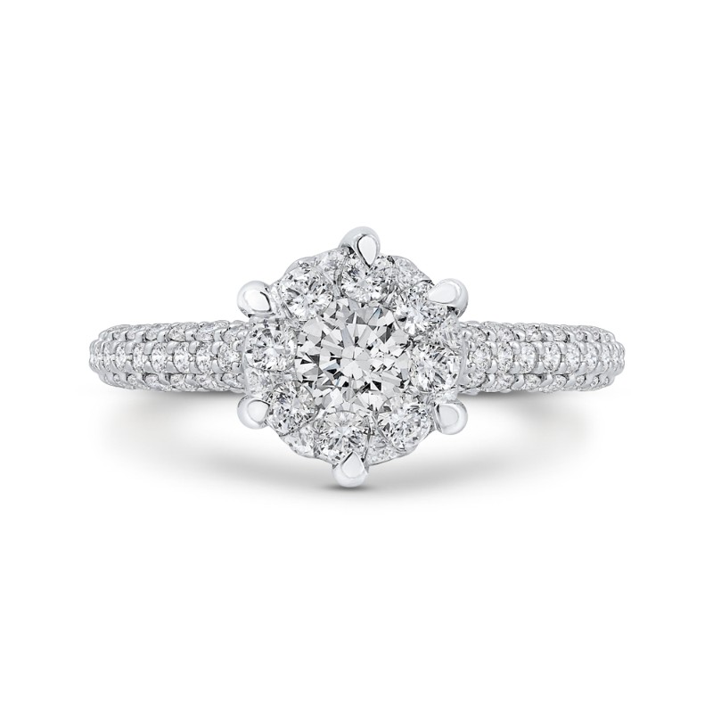 Round Diamond Engagement Ring with Six-Prong Head in 14K White Gold
