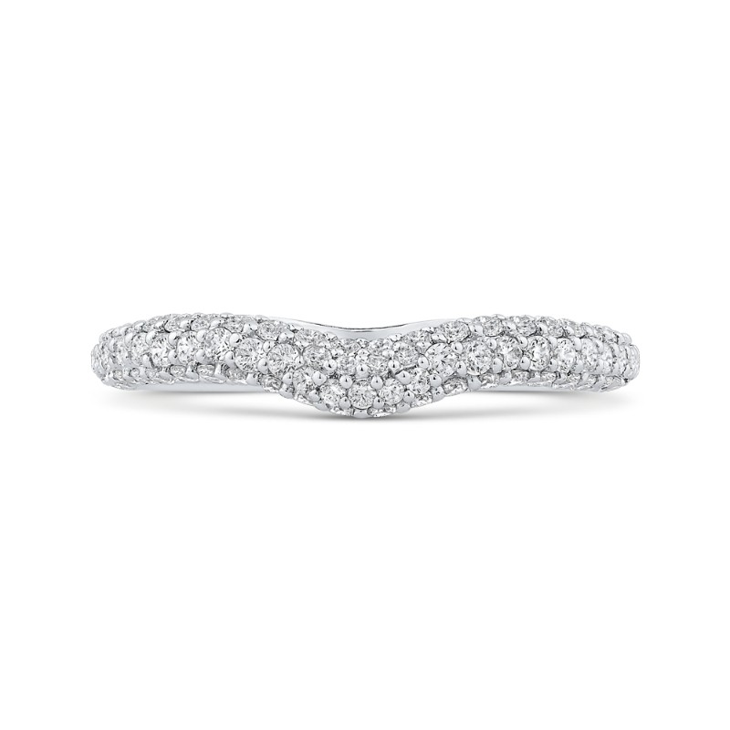 Round Diamond Half-Eternity Contour Wedding Band in 14K White Gold