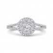 Split Shank Round Diamond Halo Engagement Ring in 14K White Gold