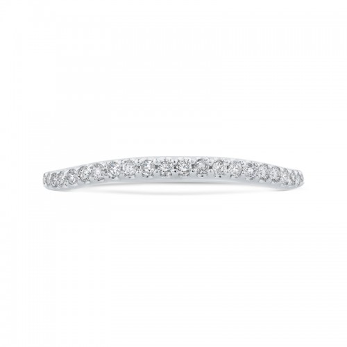Round Diamond Half-Eternity Contour Wedding Band in 14K White Gold