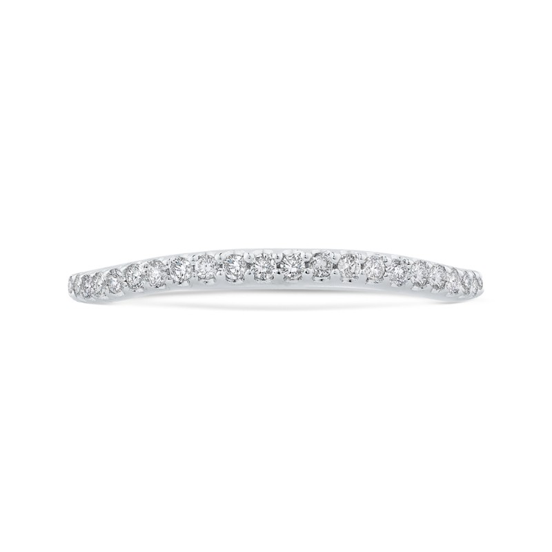 Round Diamond Half-Eternity Contour Wedding Band in 14K White Gold