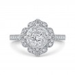 Diamond Flower Shape Engagement Ring in 14K White Gold