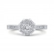 Round & Baguette Cut Diamond Engagement Ring in 14K White Gold