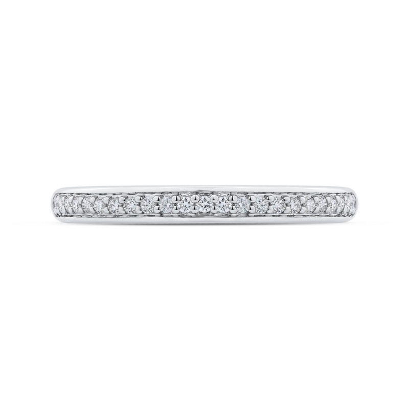 Round Diamond Half-Eternity Wedding Band in 14K White Gold