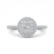 Round Diamond Double Halo Engagement Ring in 14K White Gold