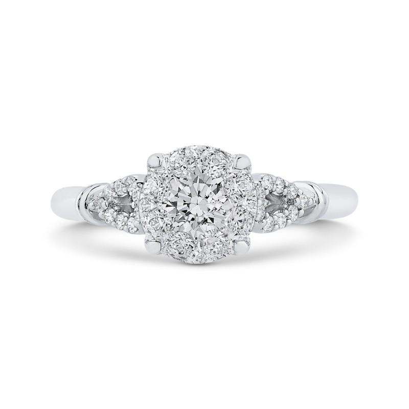Round Diamond Engagement Ring in 14K White Gold