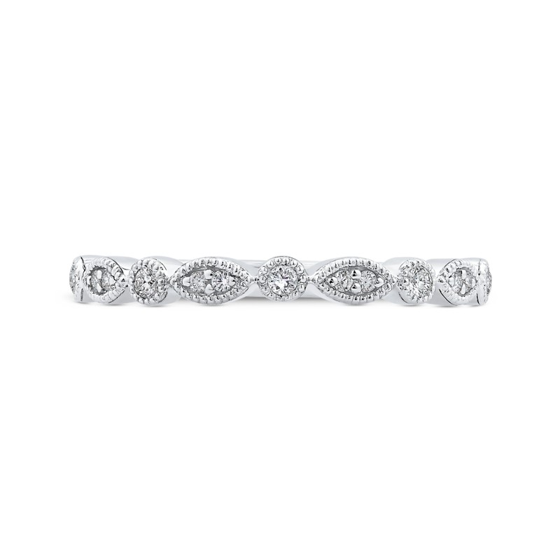 Round Diamond Half-Eternity Wedding Band in 14K White Gold