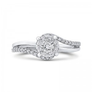 Round Diamond Promise Engagement Ring in 14K White Gold