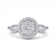 Round Diamond Halo Engagement Ring in 14K Two Tone Gold