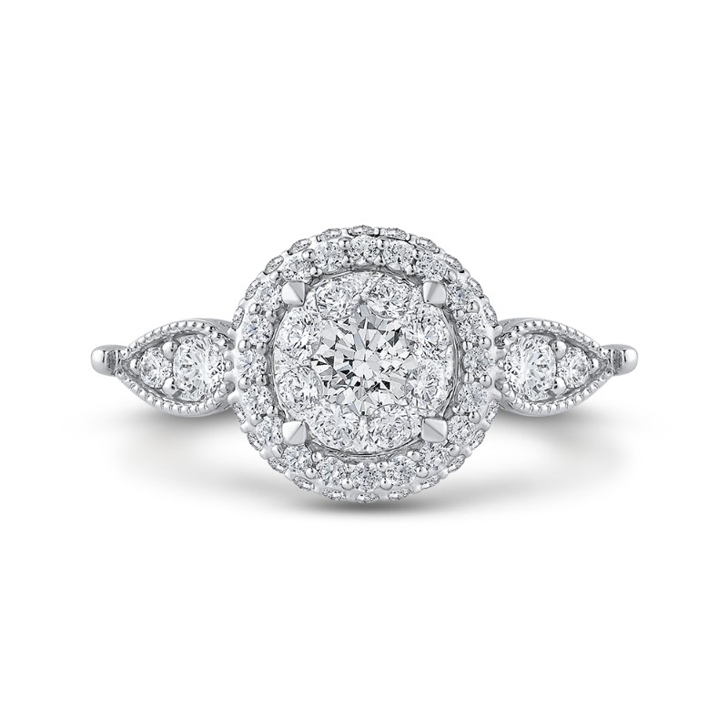 Round Diamond Halo Engagement Ring in 14K Two Tone Gold