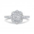 Diamond Flower Halo Engagement Ring in 14K White Gold