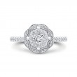 Diamond Flower Engagement Ring in 14K White Gold