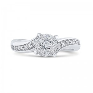 Diamond Bypass Engagement Ring in 14K White Gold