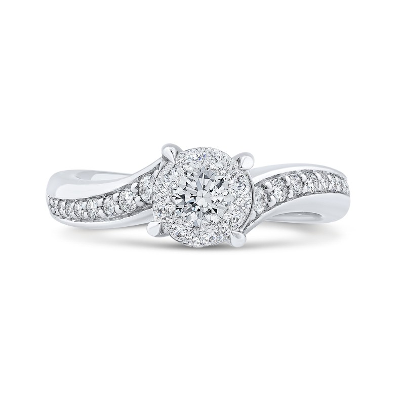 Diamond Bypass Engagement Ring in 14K White Gold