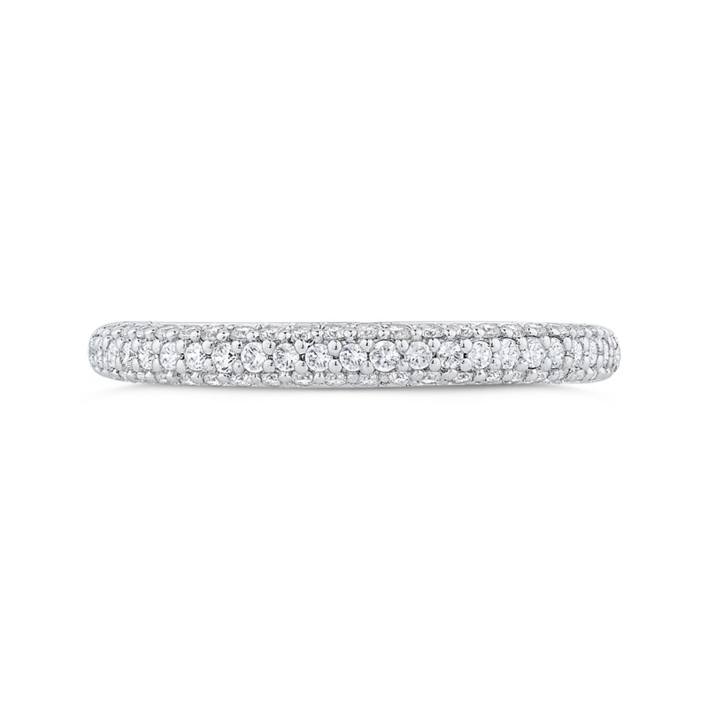 Round Diamond Half-Eternity Wedding Band in 14K White Gold