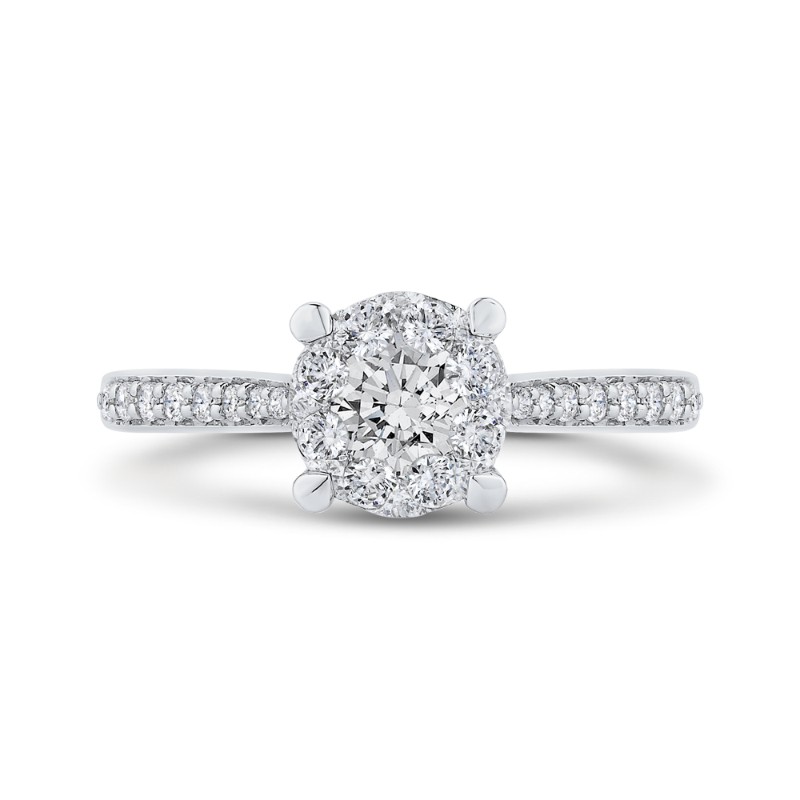 Round Diamond Engagement Ring in 14K White Gold
