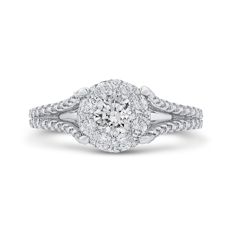 Split Shank Round Diamond Engagement Ring in 14K White Gold