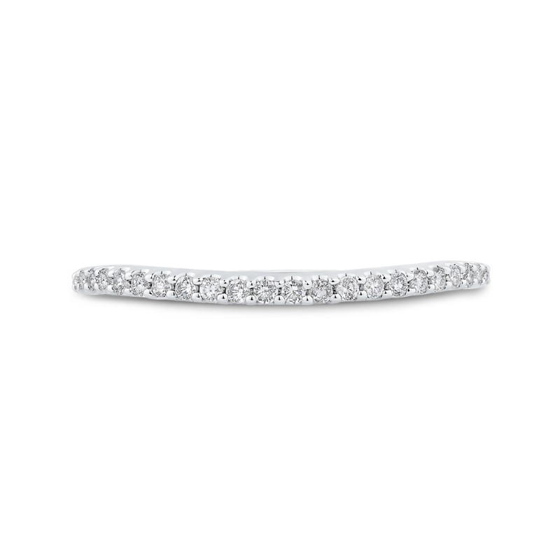 Euro Shank Round Diamond Half-Eternity Wedding Band in 14K White Gold