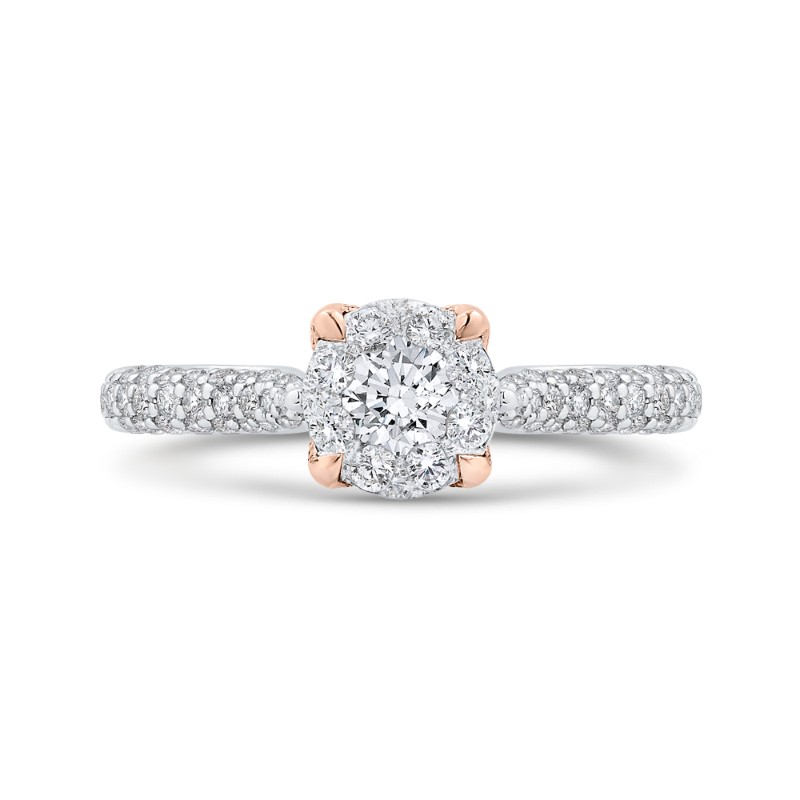 Round Diamond Engagement Ring in 14K Two Tone Gold