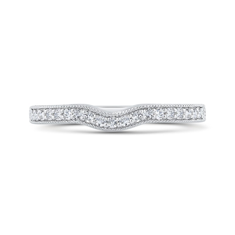 Round Half-Eternity Diamond Contour Wedding Band in 14K White Gold