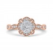 Round Diamond Flower Engagement Ring in 14K Two Tone Gold