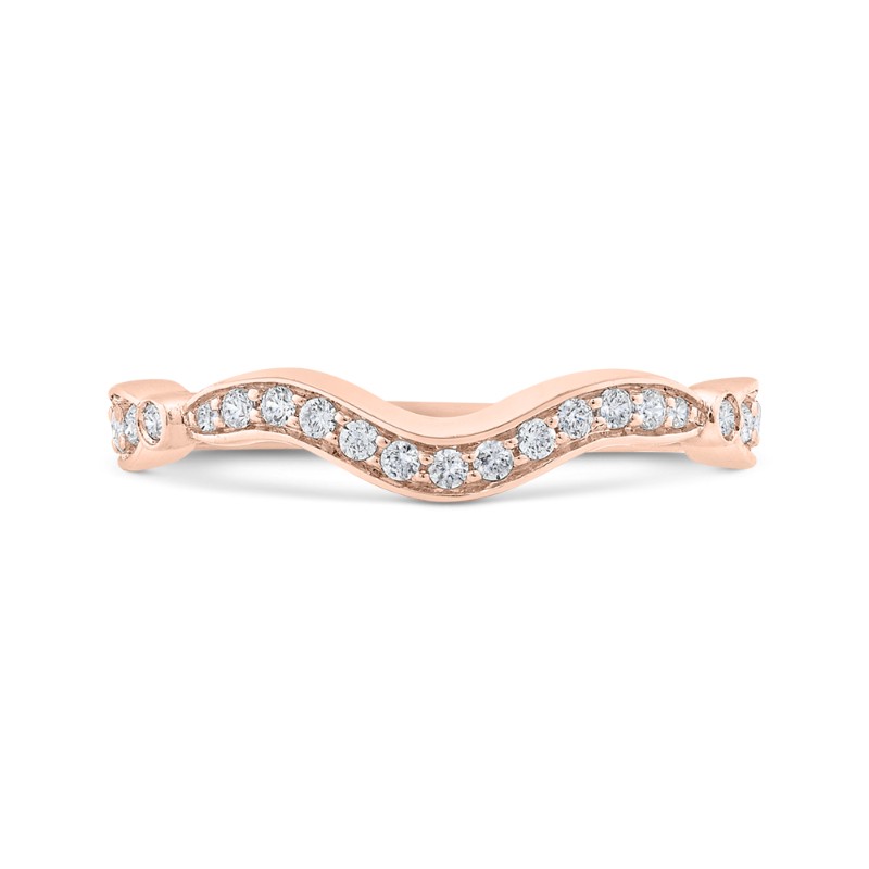 Round Diamond Contour Wedding Band in 14K Rose Gold