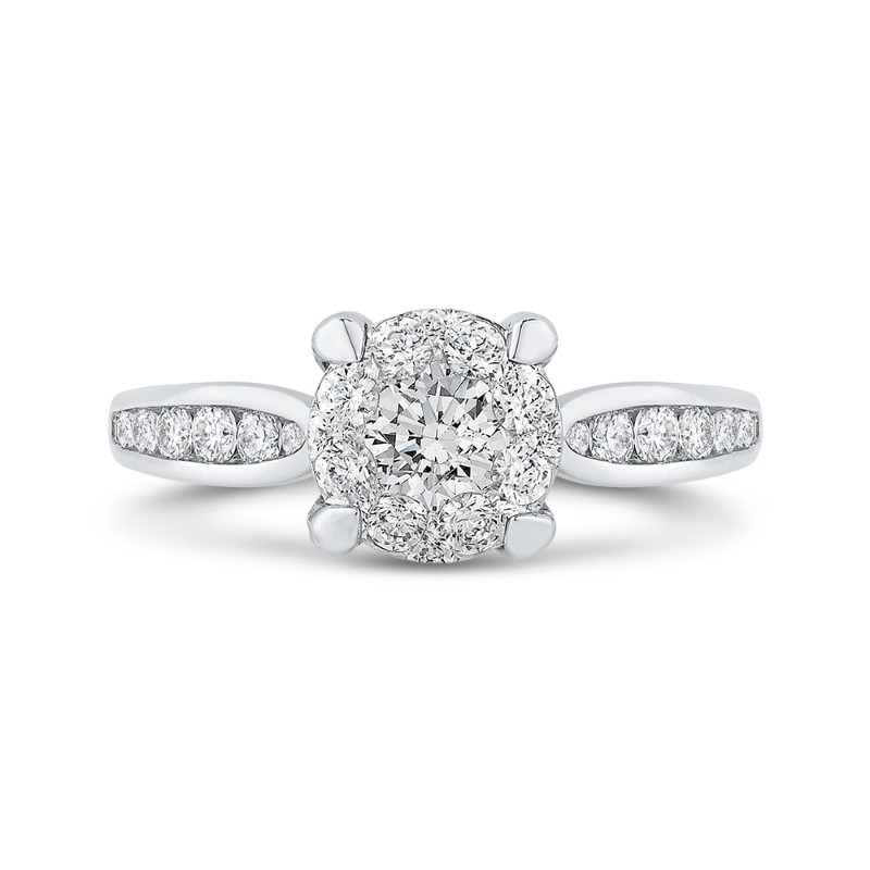 Round Diamond Engagement Ring in 14K White Gold