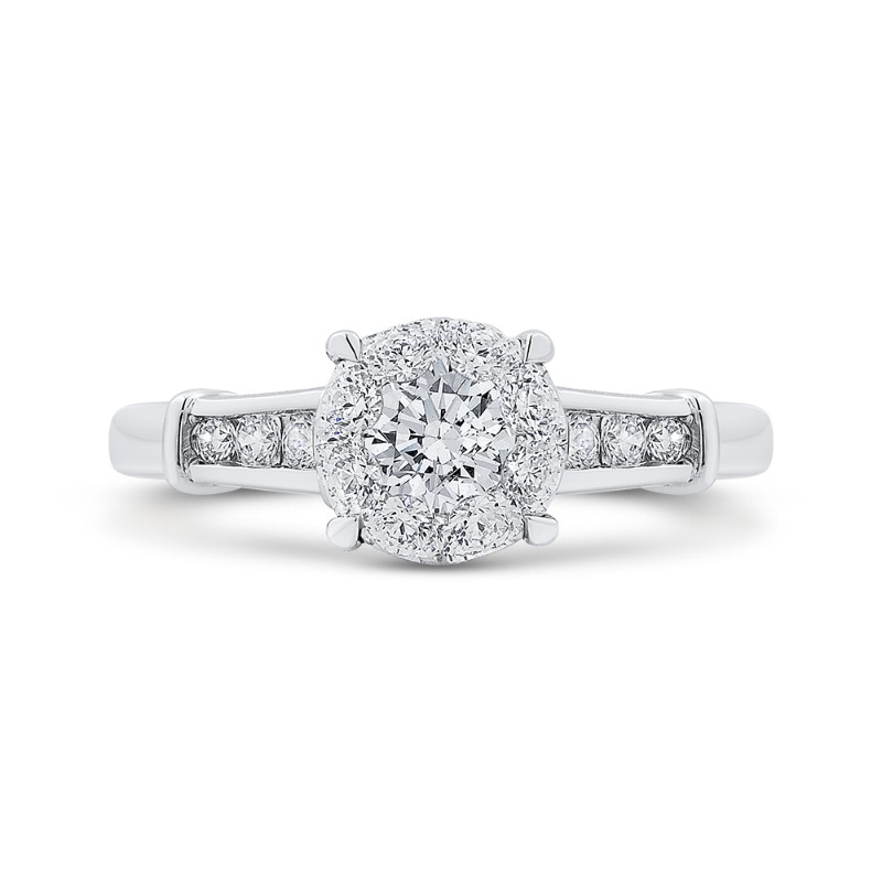 Round Diamond Engagement Ring in 14K White Gold