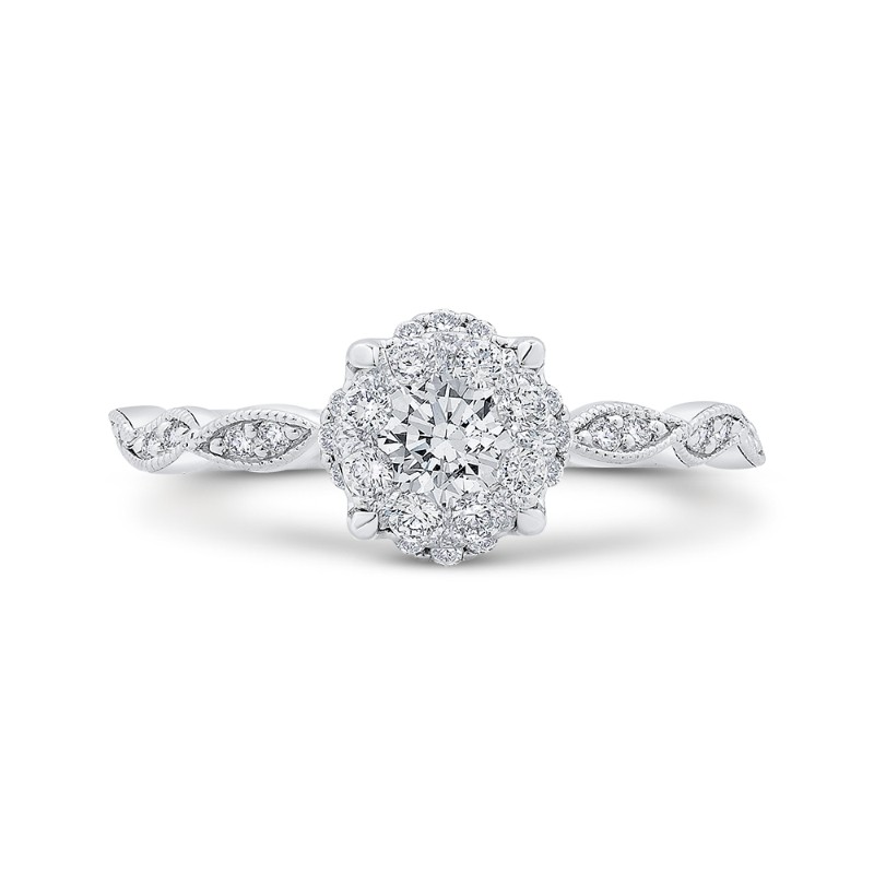 Round Diamond Engagement Ring in 14K White Gold