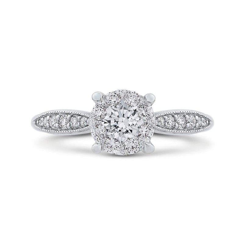 Round Diamond Engagement Ring in 14K White Gold