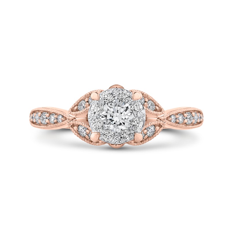 Round Diamond Engagement Ring in 14K Two Tone Gold